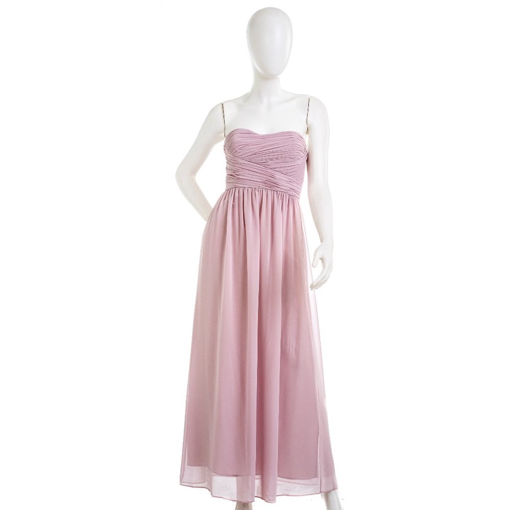DONNA MORGAN Pale Pink Chiffon Strapless Gown Sz 2